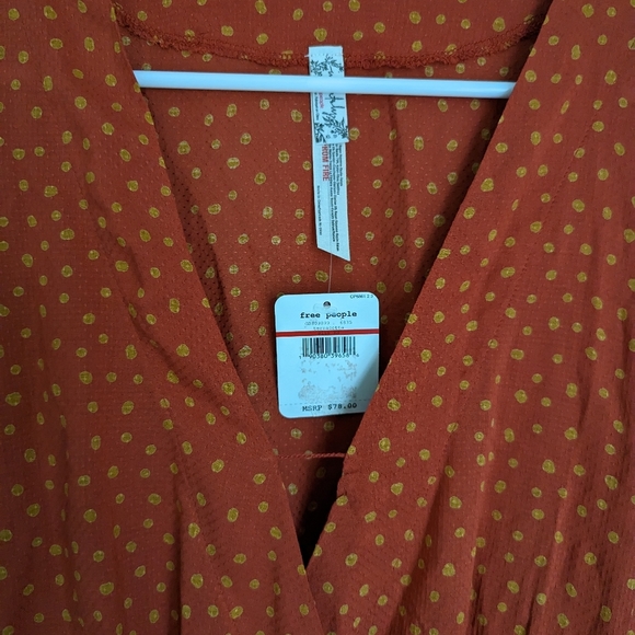 Nwt Free People XS Polka Dot Wrap Long Sleeve Bodysuit - Picture 5 of 10